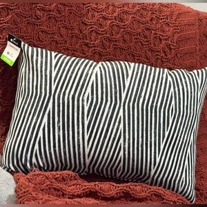Black and White Striped Outdoor Pillow